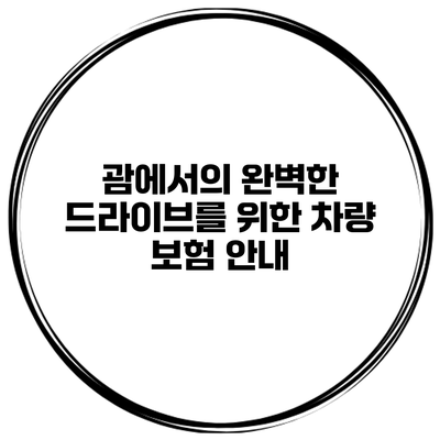 괌에서의 완벽한 드라이브를 위한 차량 보험 안내