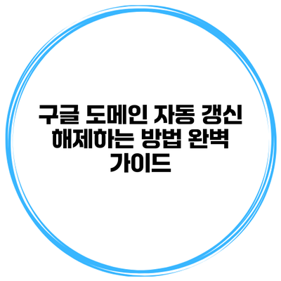 구글 도메인 자동 갱신 해제하는 방법 완벽 가이드