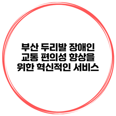 부산 두리발: 장애인 교통 편의성 향상을 위한 혁신적인 서비스